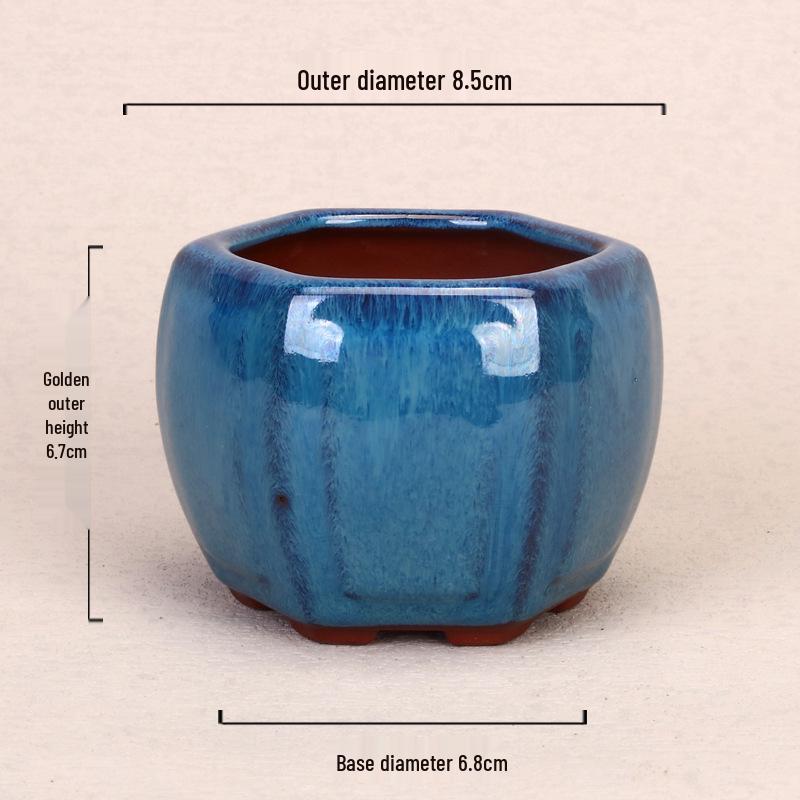 Purple Clay Glazed Succulent Flower Pot for Office Desktop