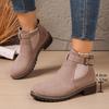 Suede Booties Women's New Short Vintage Block Heel Flat Martin Boots Side Zipper British Style Women's Boots