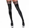 Sexy Damen Spitzen PU Hohe Strümpfe PVC Kunstlatex Leder Club Tanz Bühne Dienstmädchen Kleidung Moto Biker Overknee Strümpfe Große Größen