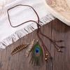 Retro Boho Peacock Feather Braided Rope Headband Hairband Women Headgear Feather Headdress Indian Headwear Hair Accessories Gift