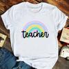 Teacher Print Women Graphic Tee Casual Short Sleeve T Shirts Harajuku Tshirt Female Kawaii Teach