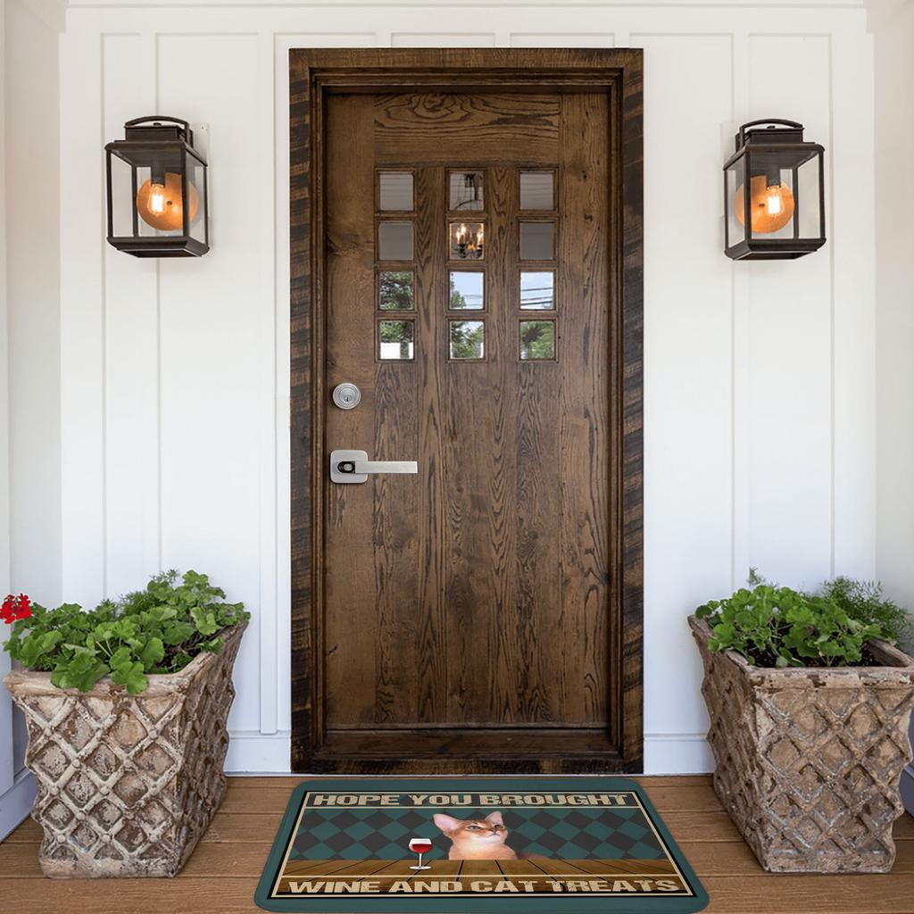 Hope You Brought Wine And Cat Treats Front Door Mat Anti-Slip Indoor Absorbent Doormat Kitchen Balcony Entrance Rug Carpet