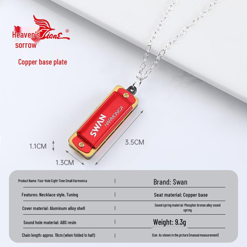 Collar de Armónica Swan Cross de 4 Agujeros: Mini Instrumento de Viento para Niños y Principiantes