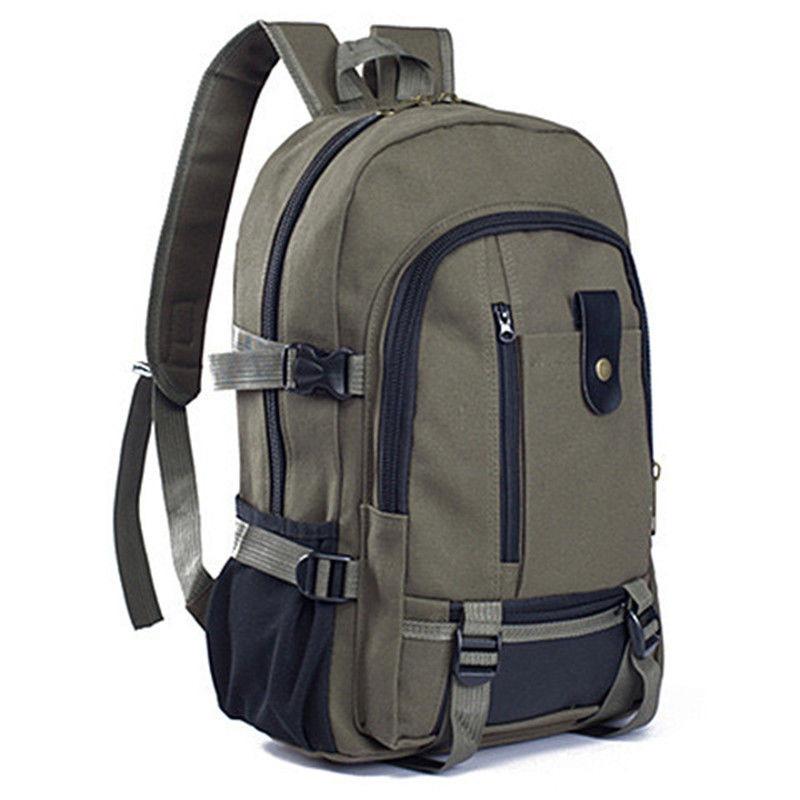 Men's Large Capacity Lightweight Breathable Durable Canvas Backpack Simple School Bag Travel Bag