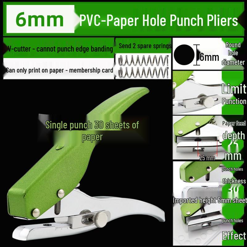 Heavy-Duty 3-10mm Loose Leaf Single Hole Punch Pliers for PVC and Paper