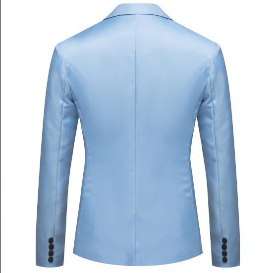 Formal Blazer Solid Color Turndown Collar One Button Four Seasons Slim Fit Pockets Suit Jacket for Wedding