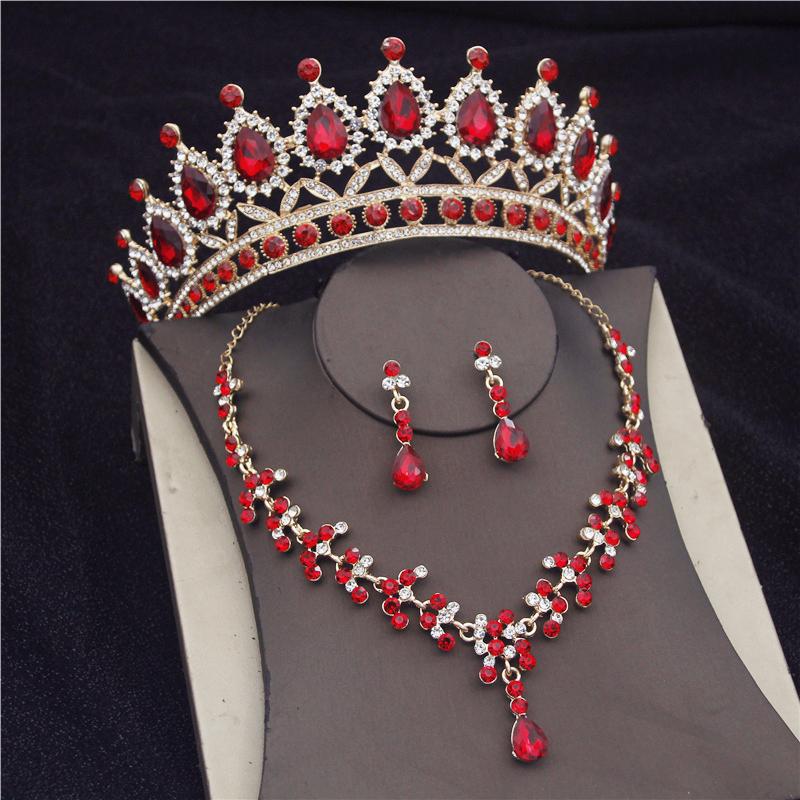 Princess Bridal Jewelry Sets Bride Tiara Crown Earring Set Necklace for Women Birthday Party Wedding Jewelry Sets Accessories