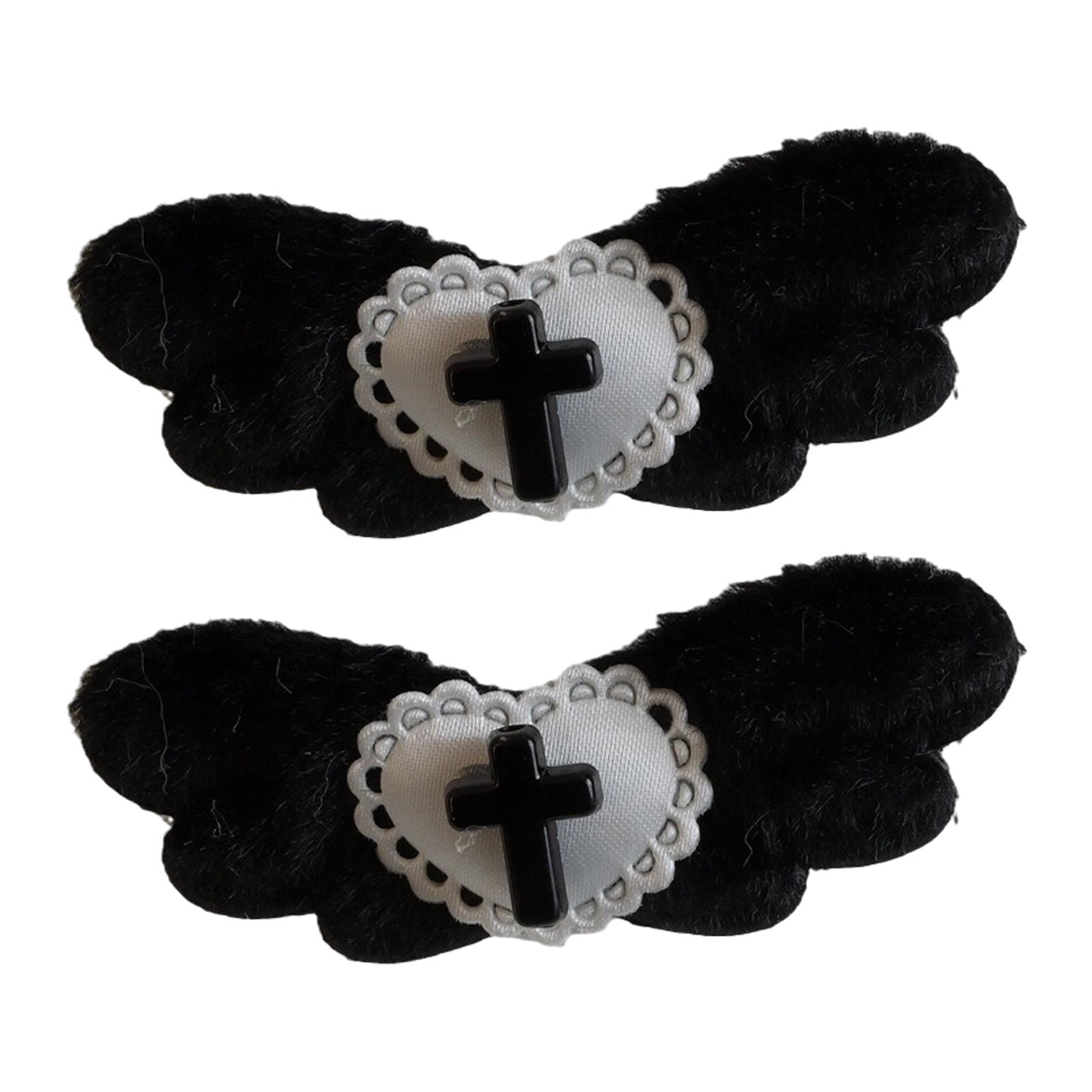 

Готическая Y2K заколка для волос с крыльями ангела, эстетика, милая заколка для волос в виде креста и сердца, заколки-невидимки, аксессуары для волос для боковых прядей 2P