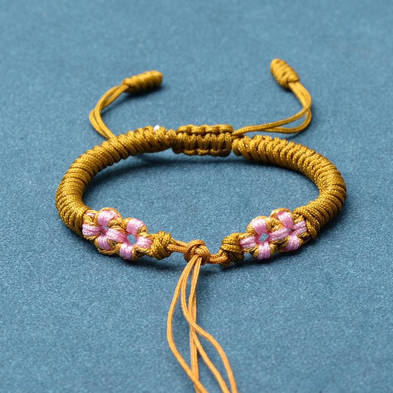 Ręcznie robiona tkana bransoletka z węzłem brzoskwiniowym na sznurku - DIY Szczęśliwy jadeitowy sznurek pleciony ręcznie w stylu chińskim