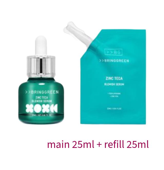

Bring Green Zinc Teca Blemish Serum 50ml + 25ml Refill / 25ml + 25ml Refill / 1.5ml x10ea (3 Options) #25ml+25ml