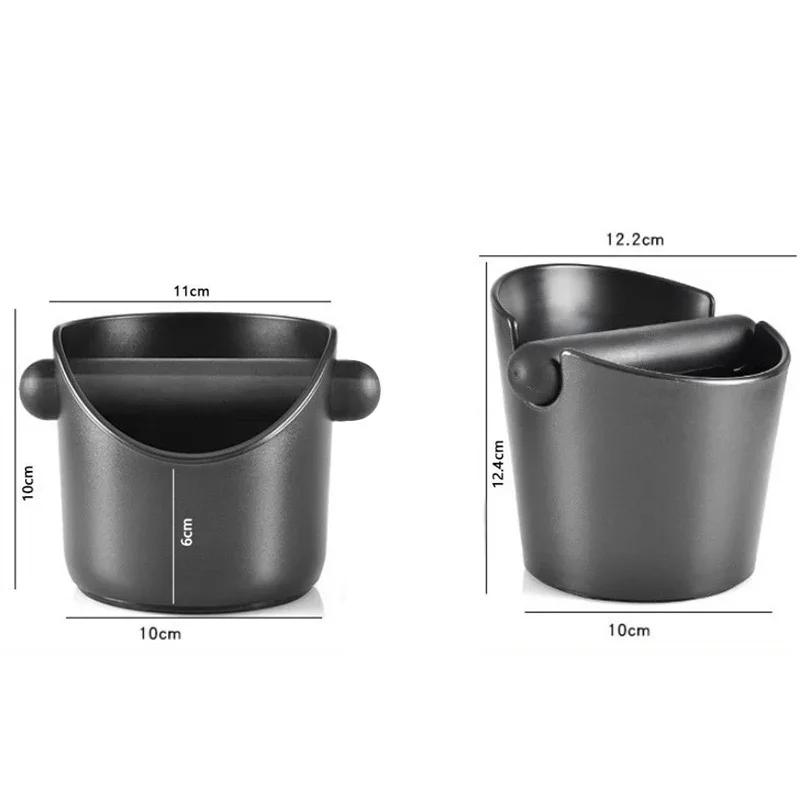 Black Coffee Knock Box Espresso Dump Bin For Coffee Grounds with Removable Knock Bar and Anti-slip Base Barista Grind Waste Bin