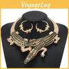 Rhinestone Creative Decoration Crocodile Design Women Necklace And Set Earring