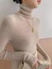 Women's Slim Fit Wool & Cashmere High Neck Sweater - Seamless, Solid Color for Autumn/Winter.