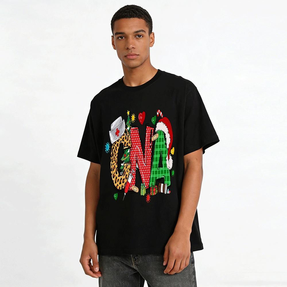 Christmas Themed CNA Nursing Assistant Graphic Top Pure Cotton T-shirt