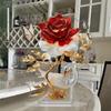 Elegant Rose Swan & Butterfly Desktop Decor, Vibrant Red Rose with Golden Leaves & White Swans, Nurseries, Home Desk Living Room Acrylic Decoration,