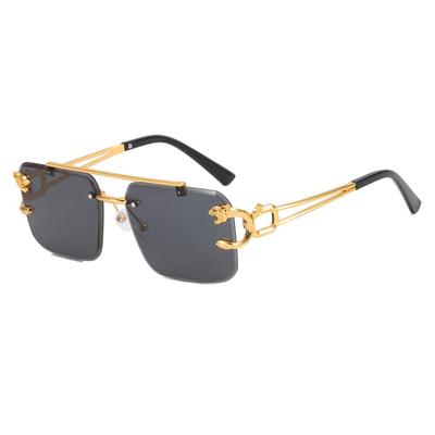 Retro Square Rimless Sunglasses Seaside Cheetah Decoration Frameless Gradient Lens Eyeglasse Outdoor UV Protective Eyewea