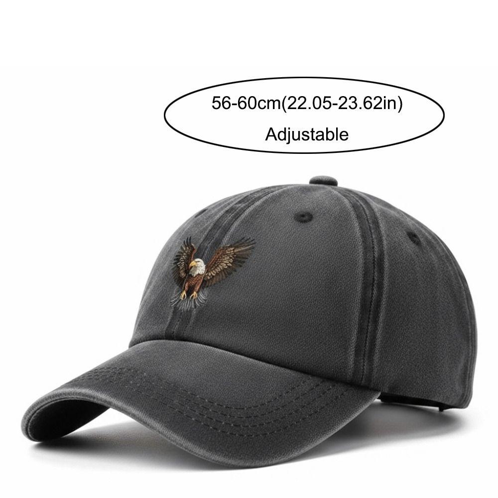 Washed Cotton Winged Eagle Print Baseball Cap Visor Faded Baseball Hats Outdoor Leisure Adjustable Sunscreen Hats