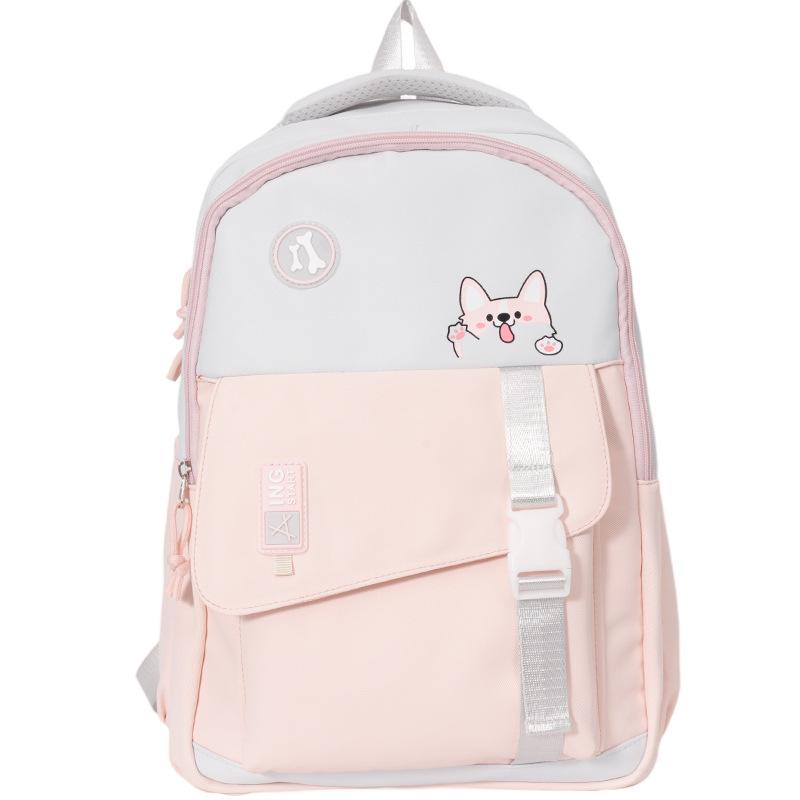 

Школьный рюкзак новый женский школьный рюкзак для учеников средней школы и студентов колледжа с функцией снижения нагрузки, школьный рюкзак ins простой и с высокой ценностью розовый