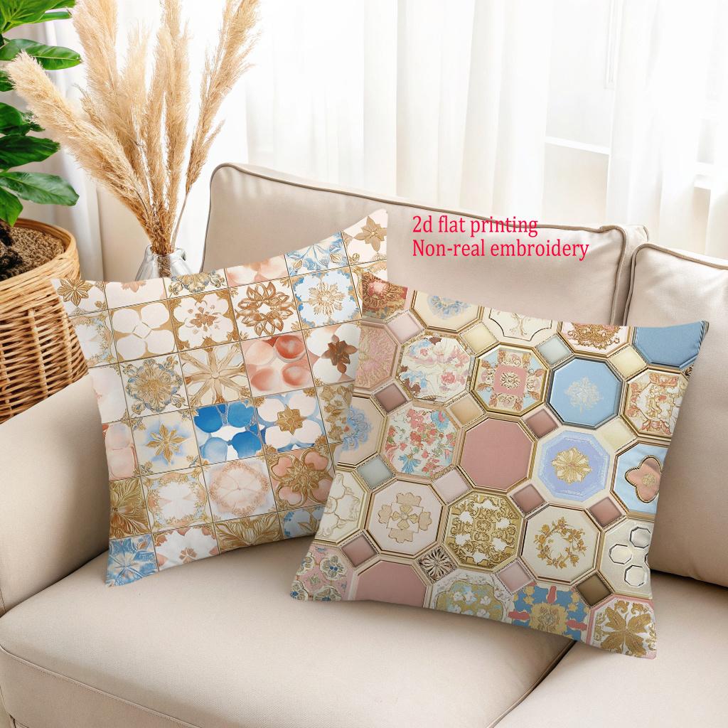 1/4pcs Vintage Moroccan Tile Print Throw Pillow Covers Soft Decorative Cushion Cases for Sofa Bedroom Living Room Cushion Cover