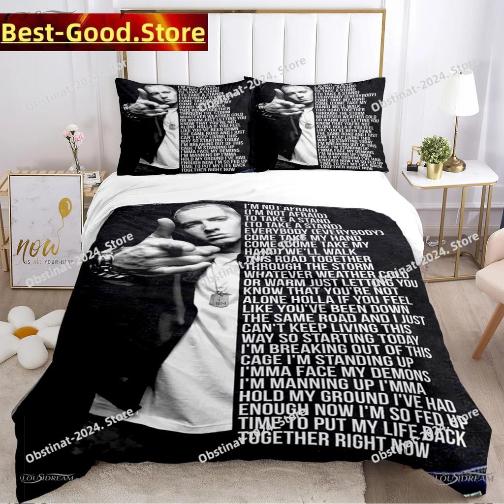 Eminem hip-hop singer All Season Bedding Set Duvet Cover Full Queen King Size Pillowcase Bed Printed Bed Set Aldult Kid Bedroom
