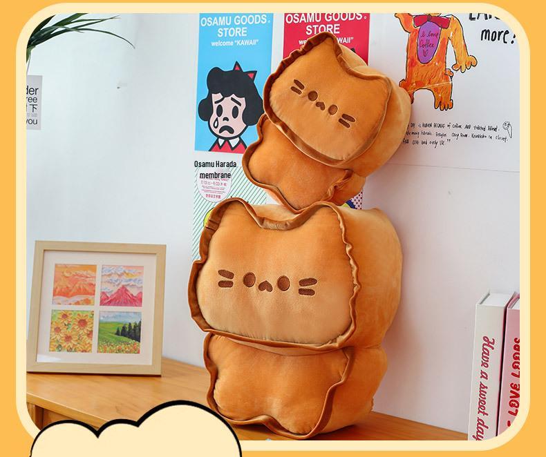 Weiches Lebkuchen-Katzenkissen: Plüsch 3D Spielzeug & Bett Rückenlehne Geschenk