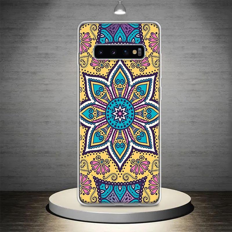 Totem Mandala Colorful Flower Phone Case Shell for Samsung Galaxy S22 S23 S24 S25 Ultra S21 FE S20 Plus S10 + S25Edge Soft Patte