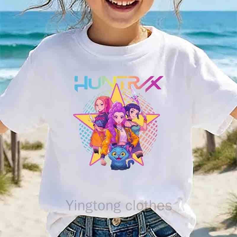 Print Short Sleeve T-Shirt Cute Cartoon Graphic Tee Kids Summer Casual Top