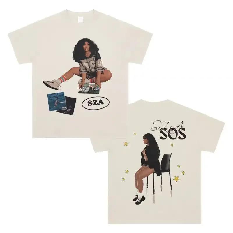 SZA SOS Album Graphic Print T Shirt Vintage Punk Hip Hop Harajuku T Shirt Fashion Casual High Quality T Shirt Women Men's Tops