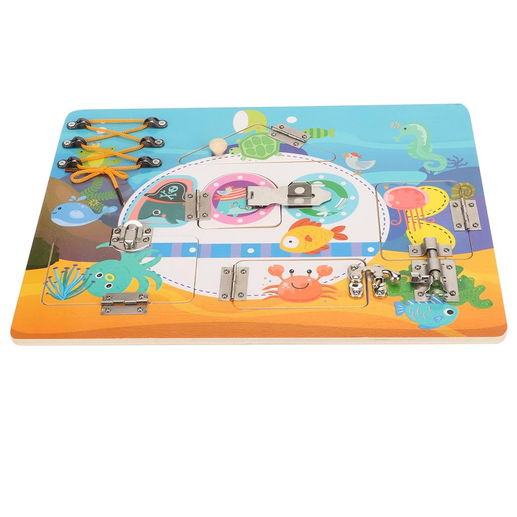 Wooden Activity Board for Toddler Exercise Hand Eye Coordination Marine Theme Sensory Board for Kind