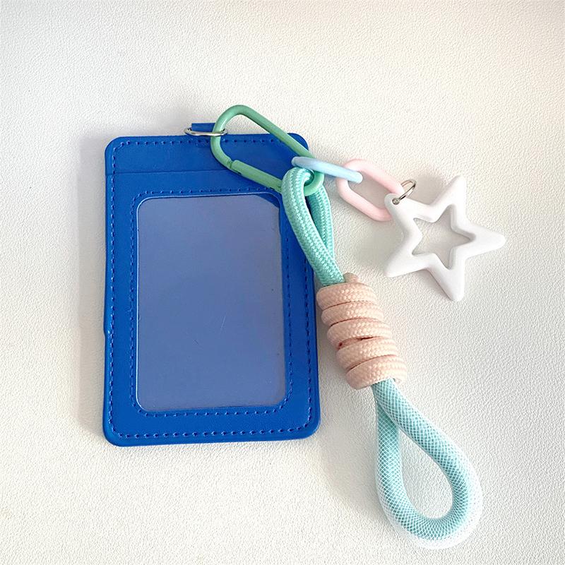 Portable Candy Color Pu Leather Business ID Card Credit Badge Holder Coin Purse Wallet Bus Cards Cover With Keychain