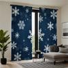 2 ks zimních závěsů se sněhovými vločkami - Tmavě modré závěsy s bílými sněhovými vločkami pro obývací pokoje a ložnice - Polyester, lze prát v pračce