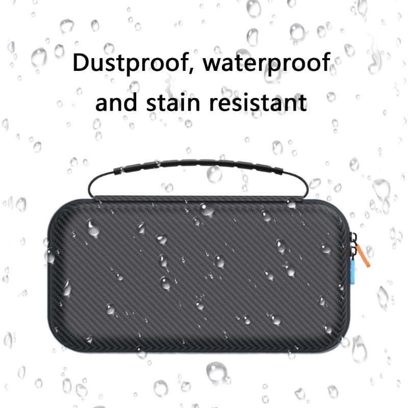 Game Console Pouch Bag for NS2 Carbon Fiber Texture Carry Case with Pocket & Handle Scratchproof Storage Box