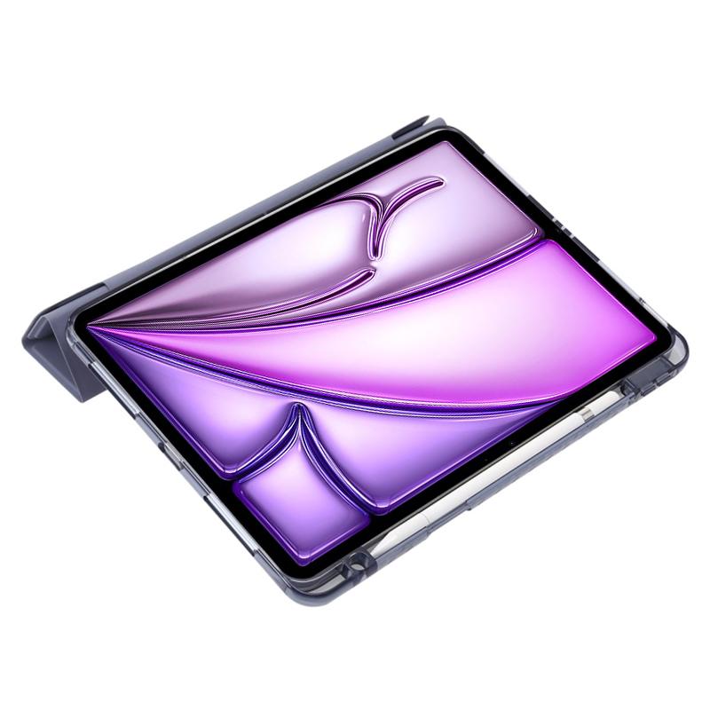 For iPad Air 13 (2025)/(2024) Cover PU Leather Origami Stand Clear Tablet Shell