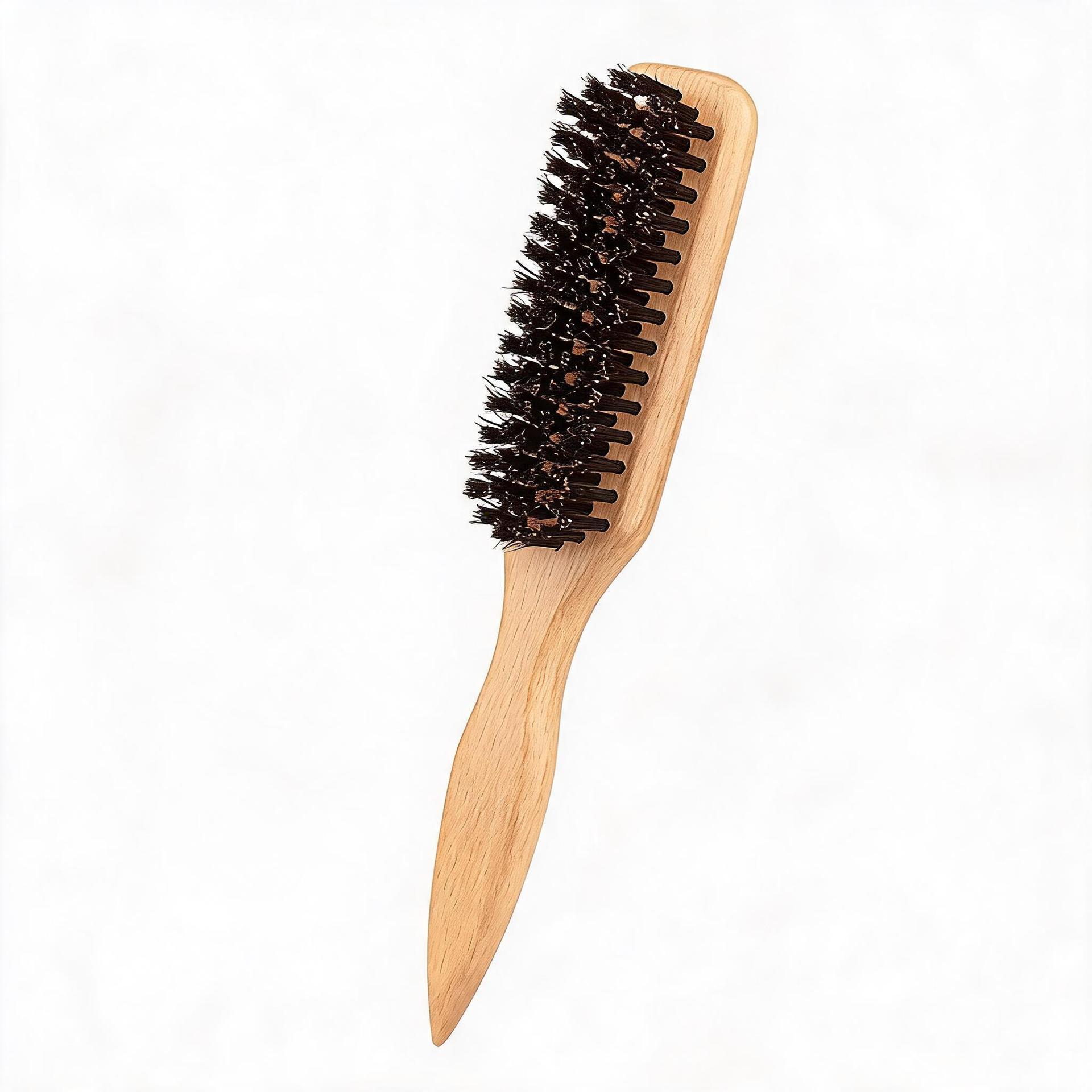 Beech Wood Bristle Beard & Hair Styling Brush with Pointed Tail Comb