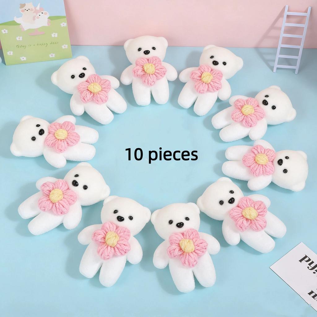 7/10Pcs Valentines Day Gift Bouquet Bear Ice Cream Flower Bear For Wedding Bouquet Cute Bear Beautiful Flower Gift Home Decor