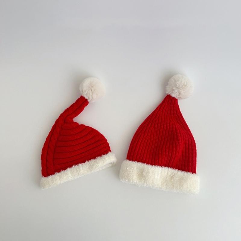 Stylish Knitted Santa Hat Cute Christmas Beanie for Children Soft & Comfortable Winter Headwear Lightweight Hat Wools