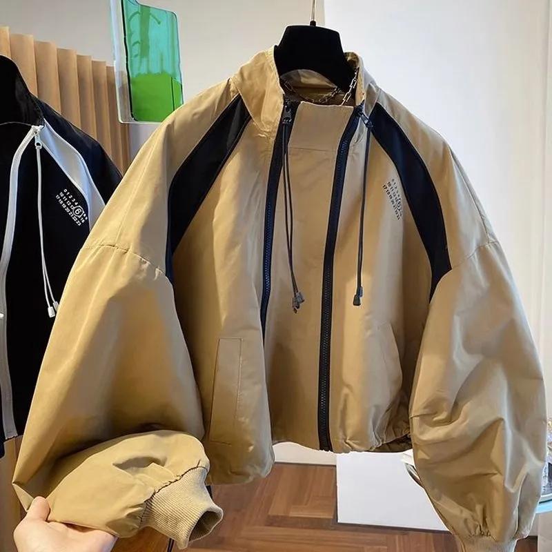 Women Spring Autumn Design Jacket Loose Casual Stand-Up Collar Zipper Outerwear Female