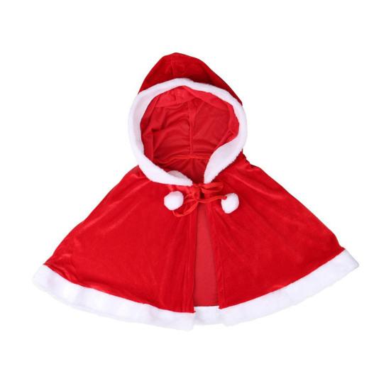 Christmas Cape Hat Set Festive Red White Xmas Outfit Soft Velvet Santa Costume Universal Size Makeup Clothing Props