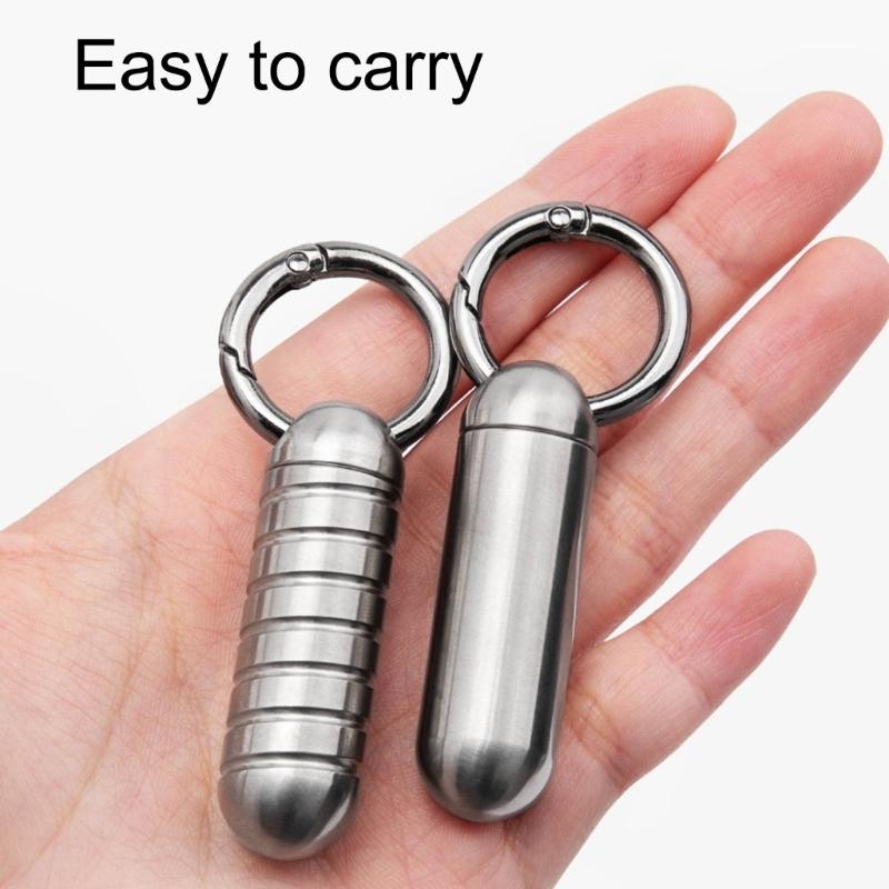 Titanlegierung Pillendose Wasserdichte Medikamentenbox Hülle Schlüsselanhänger Halter Behälter Flaschen Kleine Reise-Medikamentenflaschen