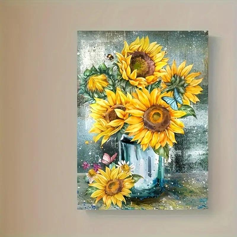 No Frame Canvas Painting Sunflowers Canvas Wall Art Prints Yellow Flowers Canvas Wall Art Artwork Home Decor For Bedroom L