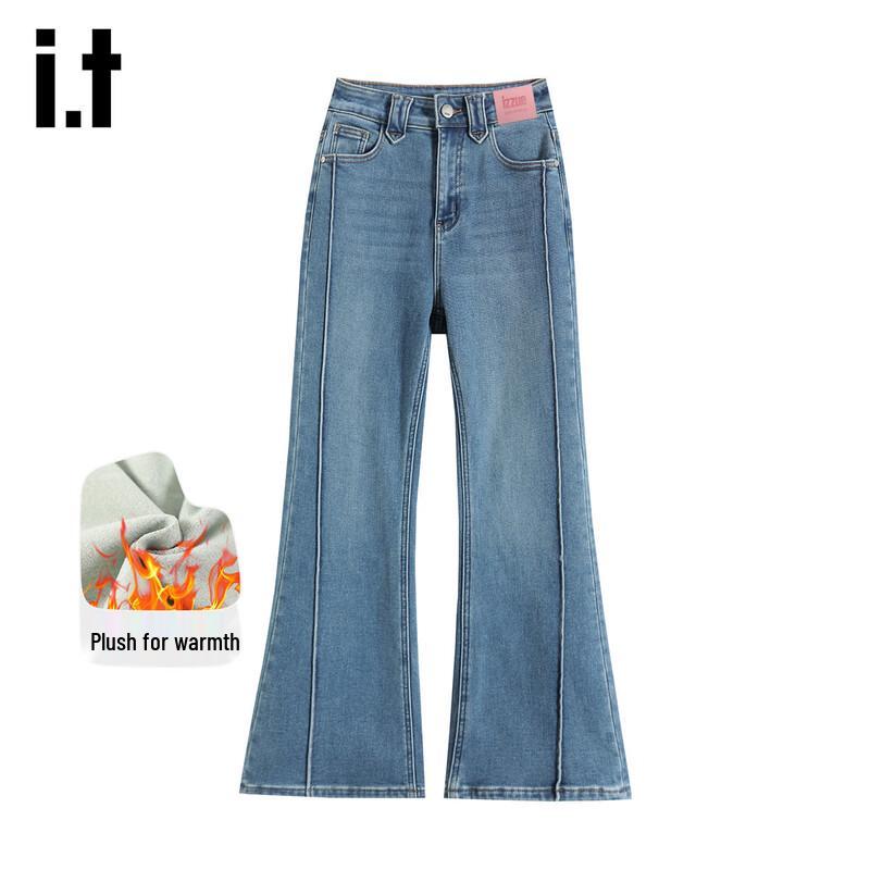 Izzue IT Women s Autumn/Winter Lined High-Waist Slimming Flare Jeans M