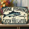 Vintage Lets Fish Metal Sign  In  Waterproof Wall Art Suitable for Home Decor Living Room Bedroom Bathroom Porch Bar