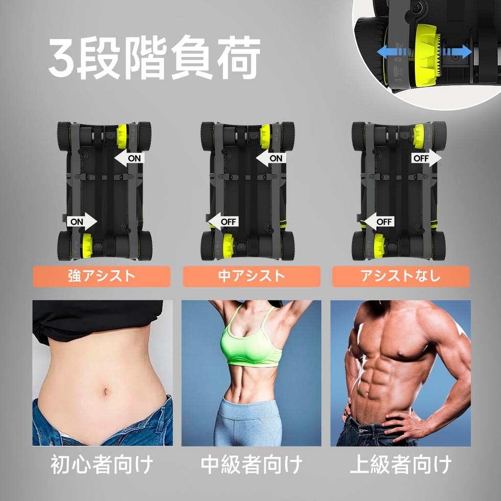 Wonder Core Ab Bauchmuskelroller mit Unterstützungsmuskeltraining Ab Ab Bauchmuskeltraining für Anfänger und Fortgeschrittene Inklusive Kniematte [Offiziell] Roller,