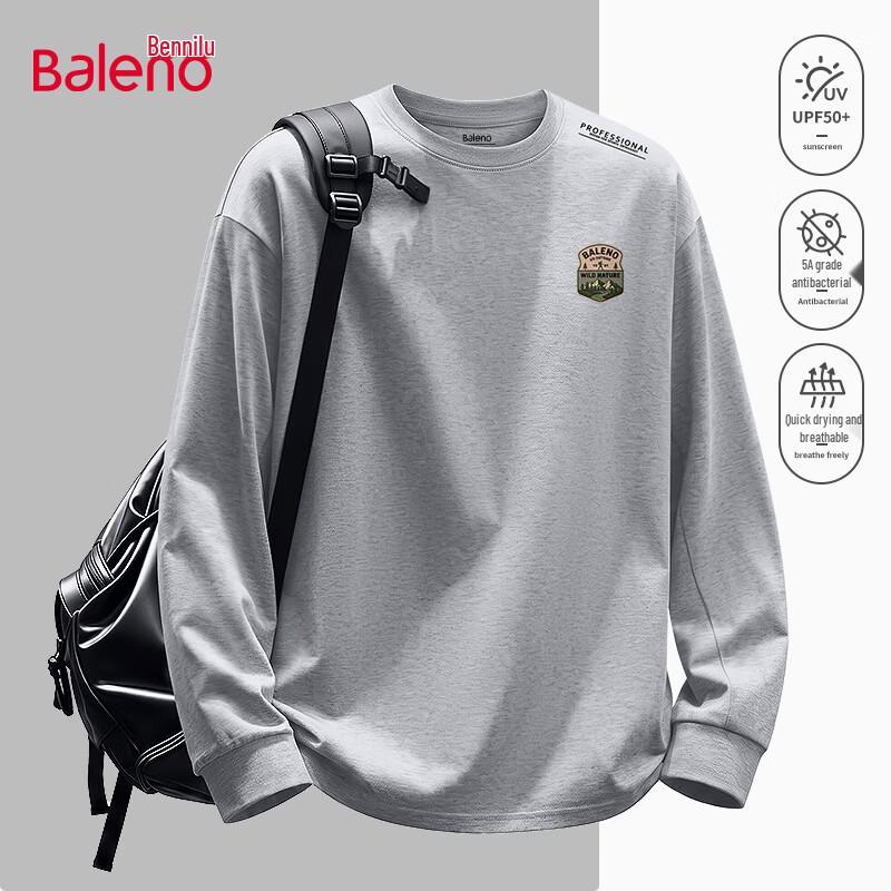 Baleno Men's Long-Sleeve Graphic Crewneck Quick-Dry T-Shirt