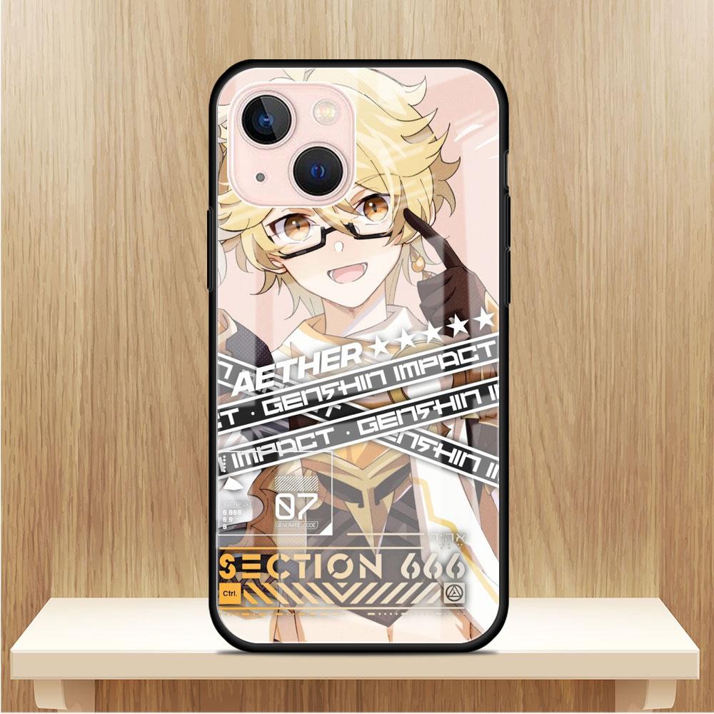 

Чехол из закаленного стекла для Apple iPhone 14 13 11 Pro Max 12 Mini X XS XR SE 7 8 6 6S Plus, чехол для телефона Genshin Impact Anime iPhone 7 8