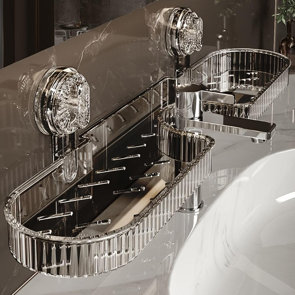No-Drill Storage Rack for Sink Mirror Area, Sink Organizer, Mirror-Front Shelf, Non-Water Accumulation Suction Cup Style Sink Organizer