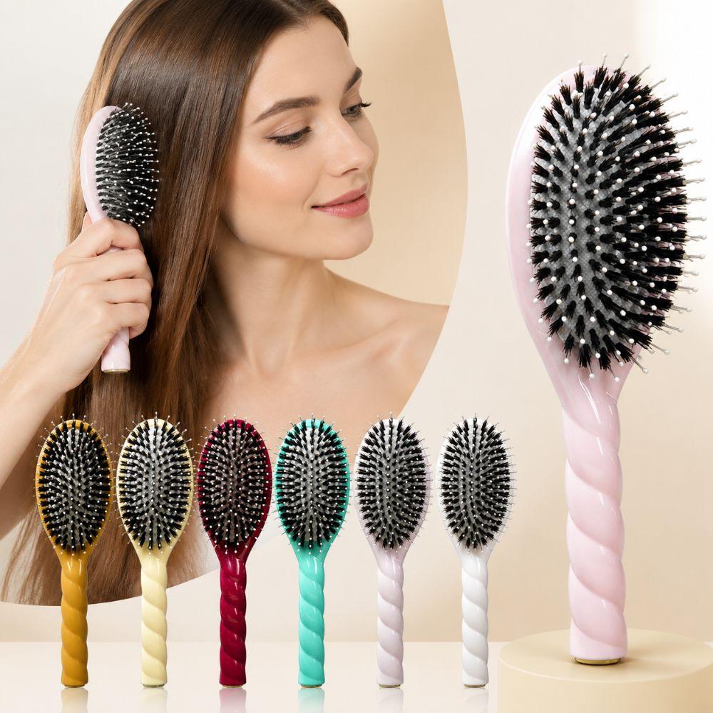 Anti Static Boar Bristle Hair Brush Macaron Hairdressing Comb Air Cushion Comb Scalp Massage