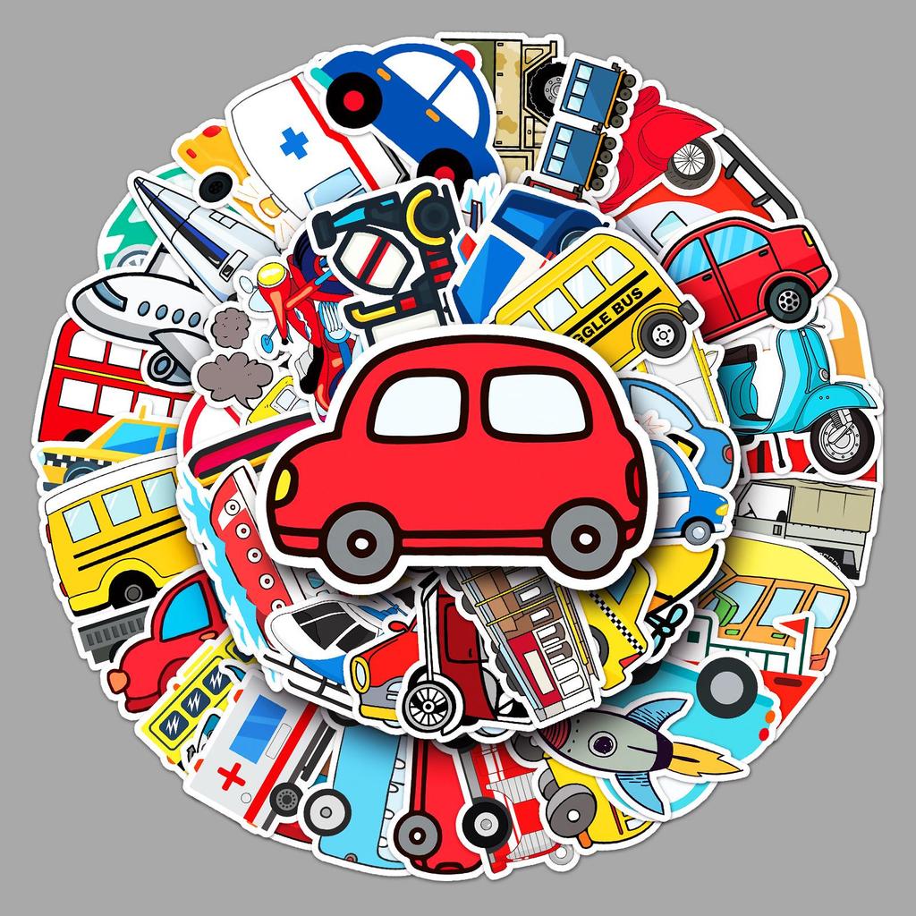 50-Pack Trendy Transportation Luggage Stickers for Laptop and Car Decoration