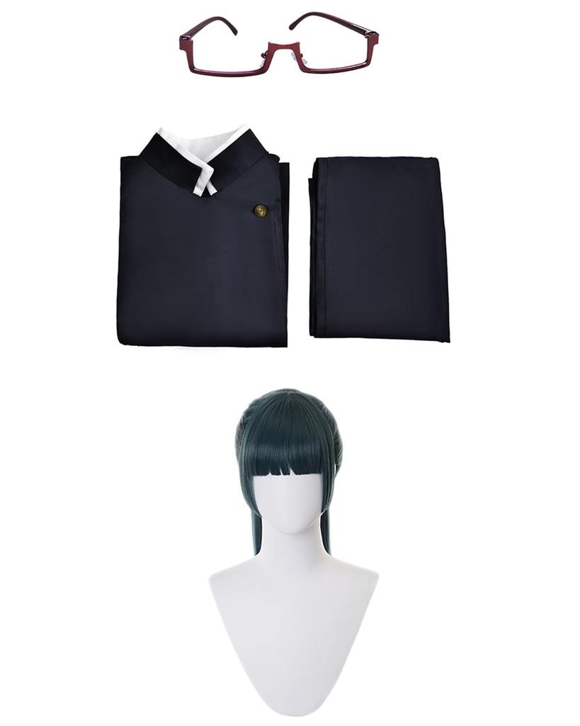 Maki Cosplay Costume with Grade 4 Anime Cosplay Full Set with Adult Fancy School Festival Maki with [Kamihei Ryohin] Zen'in Wig, Sorcerer, Outfit,