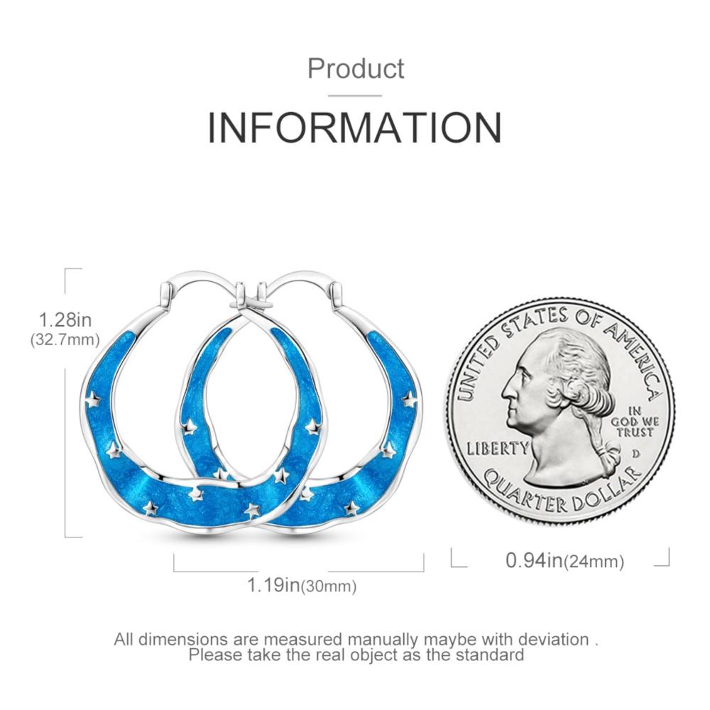 925 Silver Minimalist Blue Hoop Earrings Geometric Zircon Jewelry For Women S925 Gift Fashion Accessories